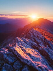 Wall Mural - Mountain sunset
