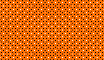 Simple Halloween pattern horizontal background. Vector black, white and orange dotted background. Geometric Halloween texture for decor, fabric, design, wrapping, wallpaper.