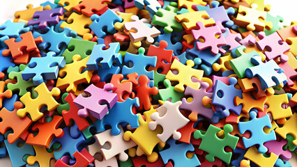 A pile of colorful puzzle pieces , hobby, problem solving, teamwork, jigsaw puzzle, games, brain teaser, challenge