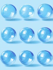 Sticker - Blue Glass Spheres on Blue Background