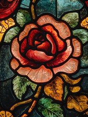 Canvas Print - Stained Glass Rose