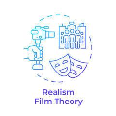 Wall Mural - Realism film theory multi color concept icon. Movie narrative, storytelling theory. Round shape line illustration. Abstract idea. Graphic design. Easy to use in infographic, presentation