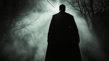 Poster - Silhouette of Dracula emerges a mysterious figure 