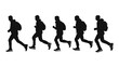 © Thanthara - People chasing a person running silhouette footwear walking.