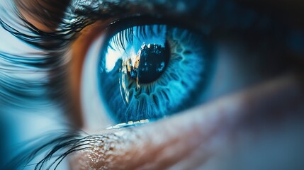 Canvas Print - Photo of a striking blue eye up close