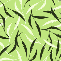 Wall Mural - Vector floral green seamless pattern