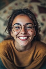 Canvas Print - Woman with glasses smiling