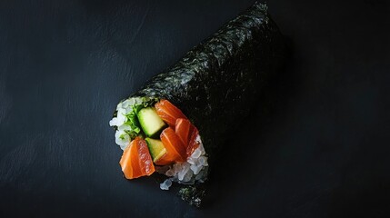 Wall Mural - flat lay of a sushi hand roll