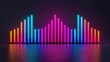 © crazyass - Neon Audio Visualization, dynamic 3D equalizer bars pulsating with vibrant colors, creating an immersive experience that synchronizes with music beats and rhythms.