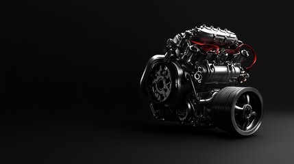 Wall Mural - Powerful Car Engine on Black Background