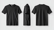 © Studios - Blank black clean tshirt mockup isolated in front and back views 3D rendering Empty gray undershirt model mockup Clear dark classic soccer shirt template