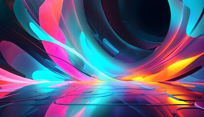 Futuristic Abstract Glow with Colorful Shapes and Vibrant Background