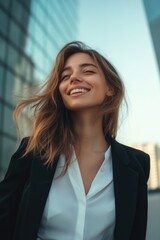 Wall Mural - Woman in White Shirt and Black Jacket