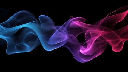 Wall Mural - abstract colorful smoke swirls on a black background.