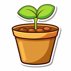 Sticker design with seedling plant in a pot on a isolated white background (19)