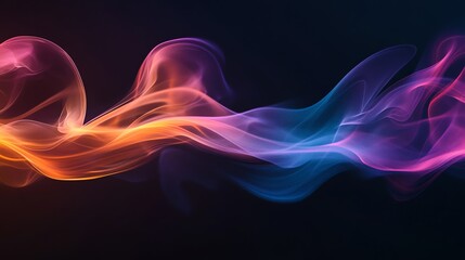Wall Mural - abstract colorful smoke swirls on a black background.