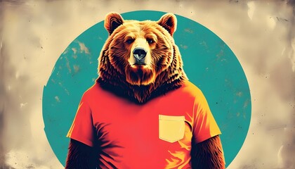 Wall Mural - retro bear illustration design for trendy t-shirts