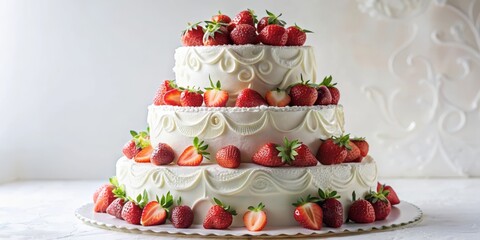 Wall Mural - wedding cake with strawberry