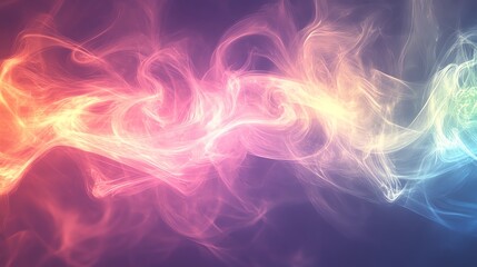 Wall Mural - abstract colorful smoke swirling in a dark blue background.