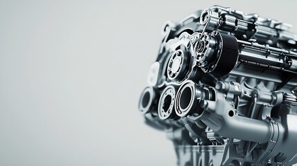 Closeup of a Powerful Automotive Engine with Gears and Components