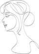 © Yurii - Linear portrait of a beautiful girl.  Minimal portrait. One continuous line. Beauty and glamour concept. Hand drawn vector illustration.
