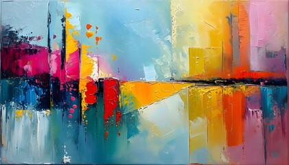 Wall Mural - Vibrant Abstract Oil Painting Background with Dynamic Colors and Textures