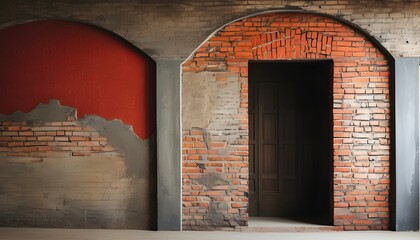 Canvas Print - vintage brick wall texture showcasing dark tones and intricate patterns of architectural elegance