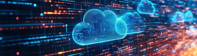 Abstract Digital Cloud Computing Technology Concept