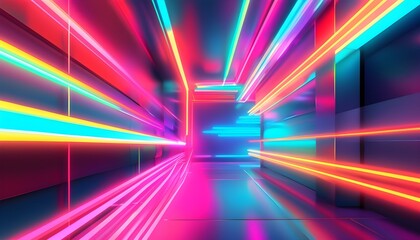 Dynamic Neon Retro Action in Abstract Anime World