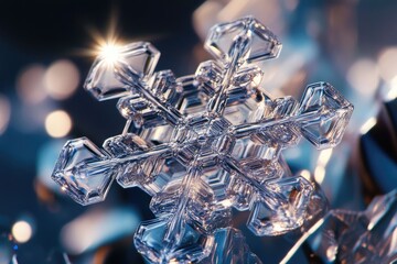 Wall Mural - Closeup of a beautiful snowflake sparkling in the sunlight