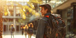 © Marta P. (Milacroft) - Male student wearing backpack is smiling while walking at university campus