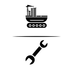 Construction icons set. Flat web icon set construction, home repair tools. Construction vehicle, elements, tools.