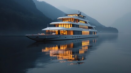 Wall Mural - Opulent lakeside cruise vessel