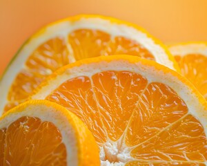 Close-up of vibrant orange slices showcasing their juicy texture and color.