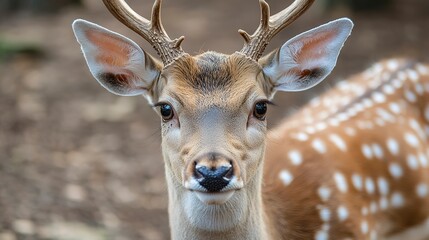 Wall Mural - Close-up Portrait of a Deer with Antlers 