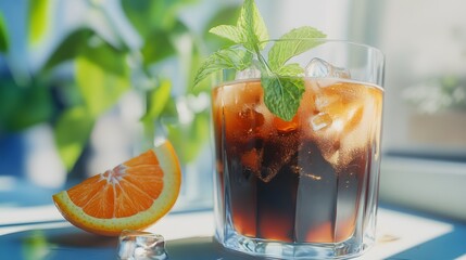 Wall Mural - Refreshing Summer Cocktail with Orange and Mint