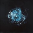 © Oskar Reschke - single hydrogen atom, digitally rendered with a minimalist approach. The atom is depicted as a translucent sphere, emitting a soft blue glow against a dark background, symbolizing its presence