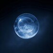 © Oskar Reschke - single hydrogen atom, digitally rendered with a minimalist approach. The atom is depicted as a translucent sphere, emitting a soft blue glow against a dark background, symbolizing its presence