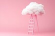 © ArtSpree - Ladder to the Clouds - A Journey of Aspiration. Beautiful simple AI generated image