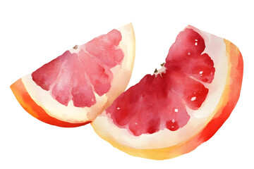 Poster - Grapefruit with grapefruit slice watercolor illustration on an isolated background