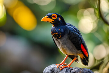 Poster - A small bird sitting on top of a rock