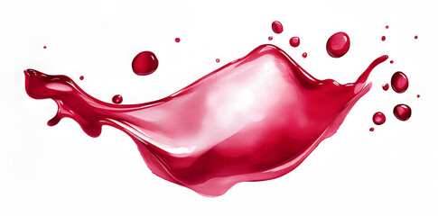 Poster - Vibrant red color juice or liquid splash isolated on white background