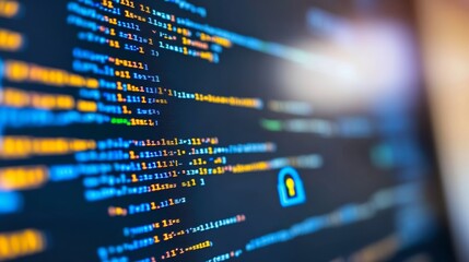 Wall Mural - abstract technology background, lines of code, secure programming software development concept.001