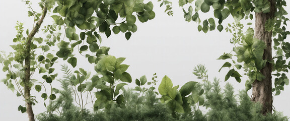 Wall Mural - set forest plants and trees including climbing vines on a transparent background with clipping path