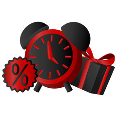 Sticker - Alarm Clock And Gift Box Black Friday Sale 