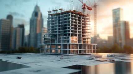 Wall Mural - Construction Site with Model Building