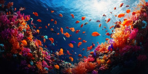 coral reef teeming with colorful fish 