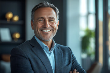 Confident Businessman Smiling in Suit