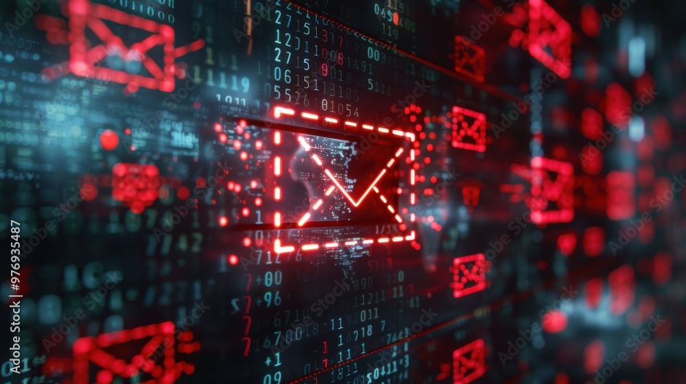 A digital warning message about a spam virus pops up on an email inbox ...