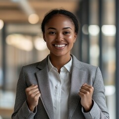 Successful Businesswoman. Confident Young Black Businesswoman Smiling At Camera In Modern Office.